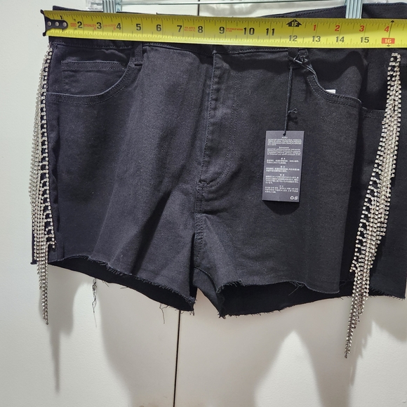 Glamorous Black Jean Shorts with Silver Accents - Picture 5 of 6